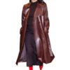 Camila Mendes NYC Marron Leather Trench Coat