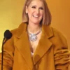 Celine Dion Grammys Awards Long Golden Brown Couture Coat