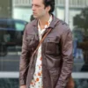 Edward A Different Man Sebastian Stan Brown Leather Jacket