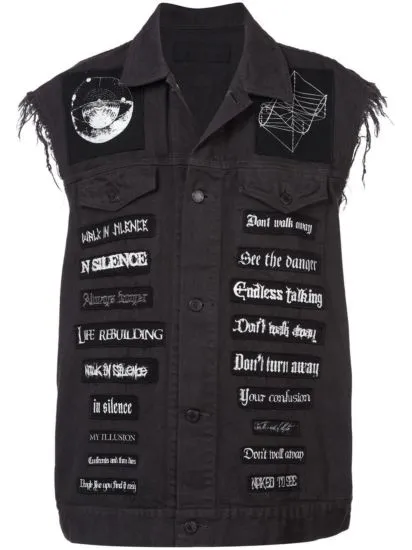 Juice Wrld In Silence Undercover Grey Patches Denim Vest