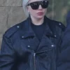 Lady Gaga Acne Studios Oversized Black Leather Biker Jacket