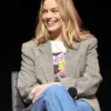 Margot Robbie Oscar Snub Grey Viscose Blazer Jacket