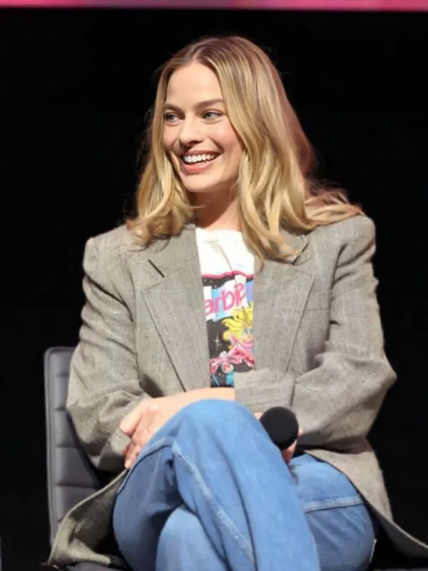 Margot Robbie Oscar Snub Grey Viscose Blazer Jacket