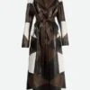 Nina Dobrev Patchwork Leather Trench Coat