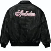 Sp5der Black Debossed Leather Web Jacket