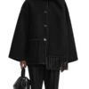 Toteme Embroidered Oversized Wool Black Scarf Jacket 