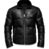 Armani Exchange Black Leather Bomber Jacket