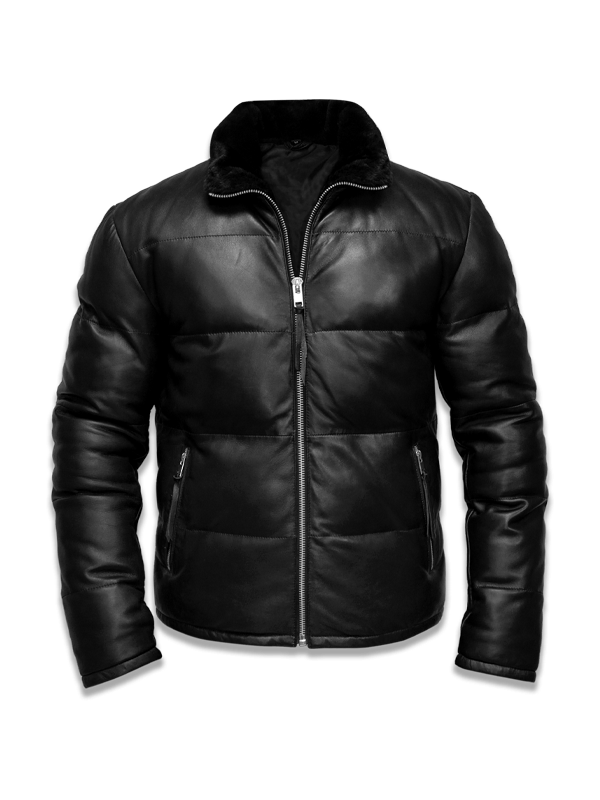 Armani Exchange Black Leather Bomber Jacket