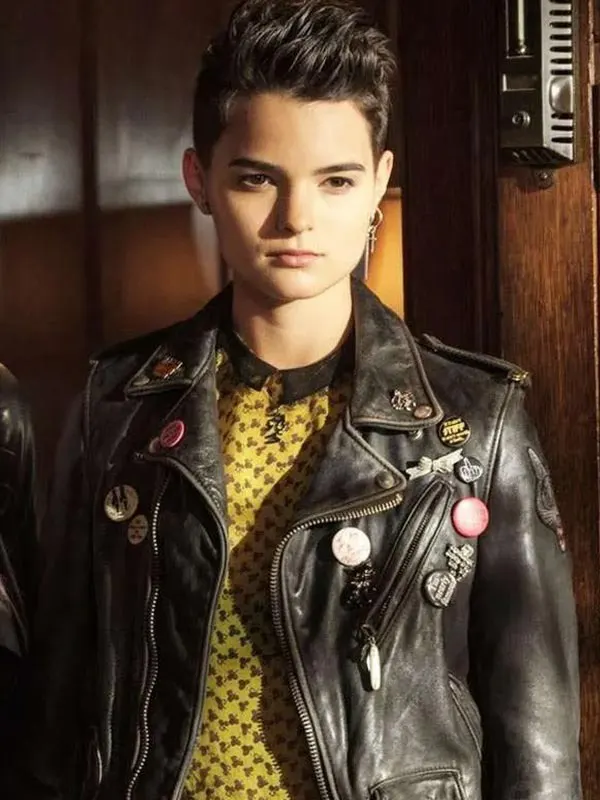 Negasonic Teenage Warhead Deadpool 3 Brianna Hildebrand Black Biker Leather Jacket