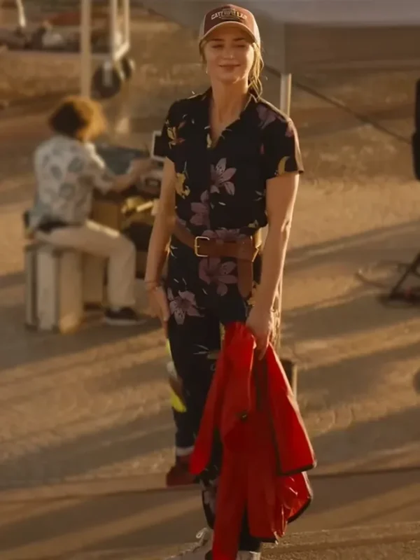 Jody Moreno Emily Blunt The Fall Guy 2024 Black Floral Jumpsuit