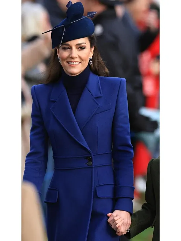 Kate Middleton Alexander Mcqueen Blue Long Coat