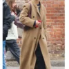 NYC Katie Holmes Gaia Double Breasted Brown Trench Coat