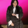 Oscars 2024 Billie Eilish Oversized Wool Black Tweed Coat