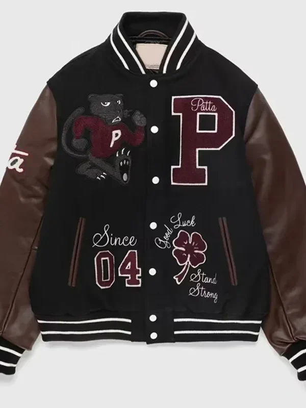 Patta Lucky Charm Black and Brown Varsity Jacket