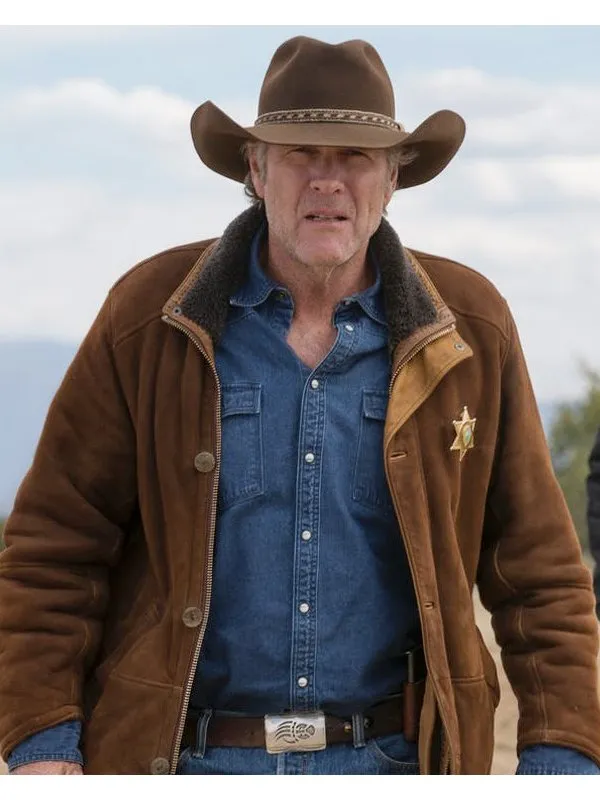 Robert Taylor Sheriff Walt Longmire Brown Suede Leather Coat