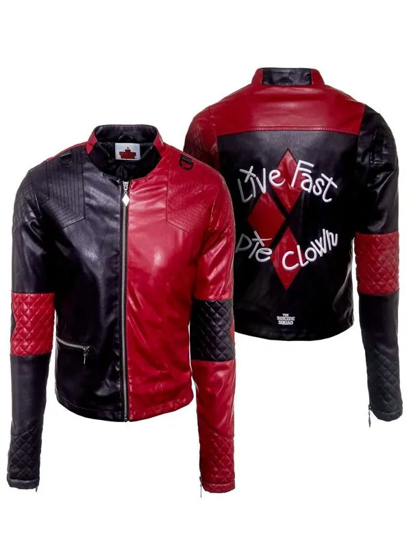 Suicide Squad Harley Quinn Live Fast Die Clown Leather Jacket