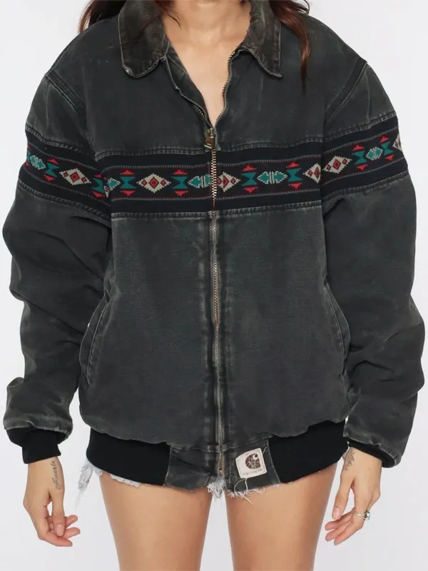 Vintage 90s Carhartt Aztec Southwestern Bomber Jacket