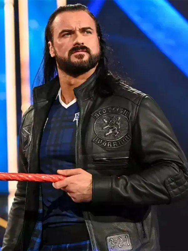 WWE Raw Drew McIntyre Wrestler Black Leather Quilted Jacket