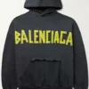 Balenciaga Tape Black Oversized Hoodie Unisex