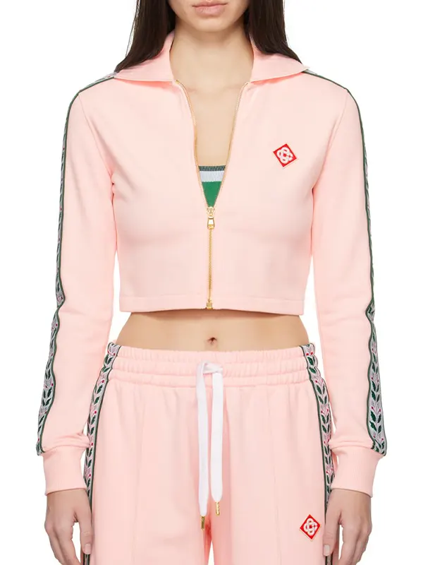 Casablanca Cropped Motorsport Pink Track Jacket