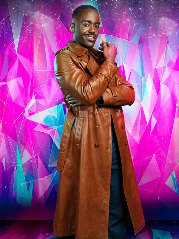 Ncuti Gatwa 2024 Doctor Who 15th Doctor Brown Leather Trench Coat