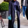 Jennifer Lopez NYC Oversized Navy Blue Trench Coat