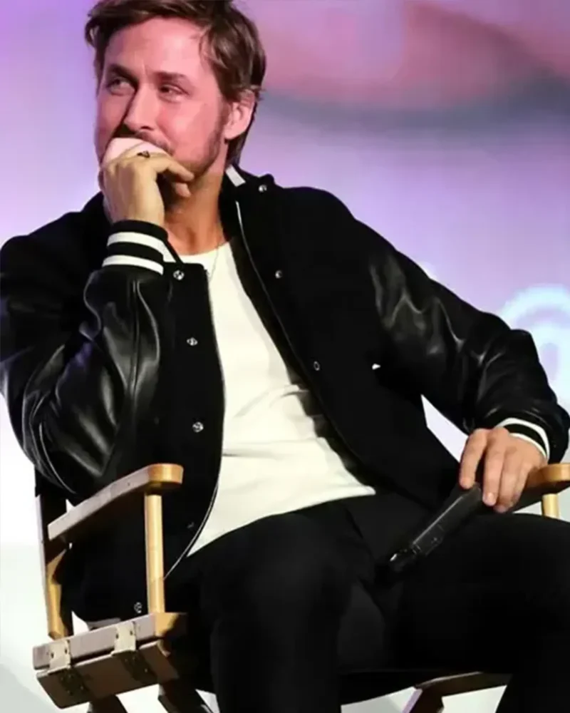 Ryan Gosling Premiere Night Black Varsity Bomber Jacket