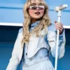 Sabrina Carpenter Moto Baby Blue Leather Jacket