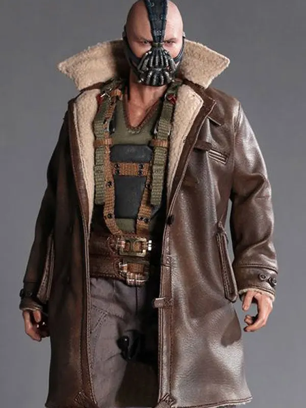 Tom Hardy Bane Coat Batman Shearling Leather Jacket