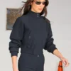 Bella Hadid Ferragamo Cropped Zipped Bomber Jacket