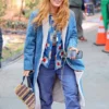 Blake Lively It Ends With Us Denim Shearling Coat