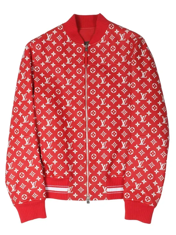 Louis Vuitton x Supreme Red Leather Bomber Jacket