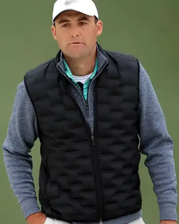 Masters Winner 2024 Scottie Scheffler Black Quilted Puffer Vest