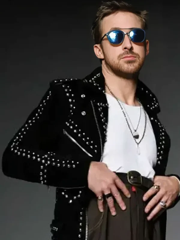 SNL Ryan Gosling Black Studded Leather Jacket