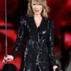 Taylor Swift Black Sequin Leather Blazer