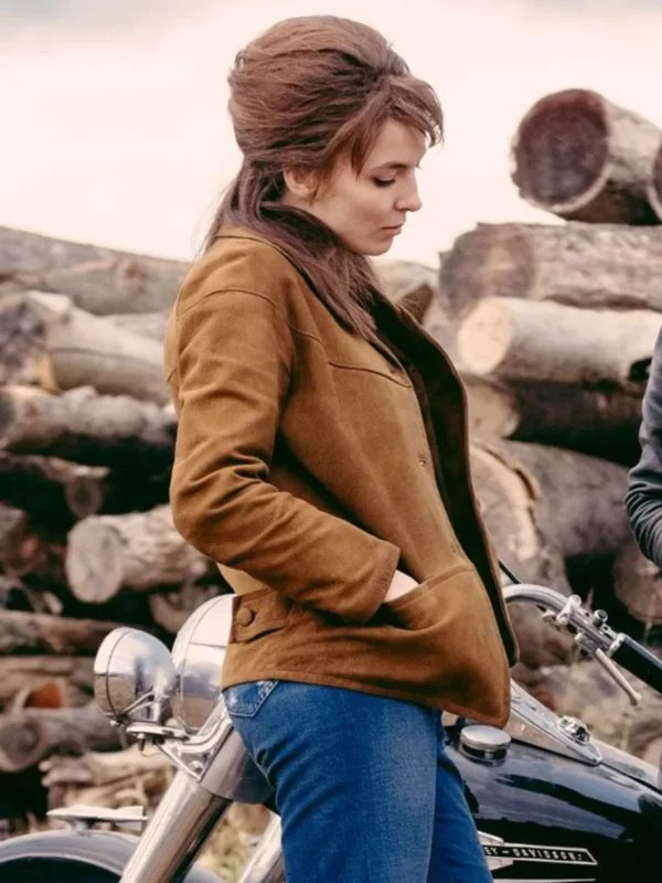 The Bikeriders 2024 Jodie Comer Brown Jacket