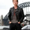 Austin Butler Bikeriders Press Event Black Leather Jacket