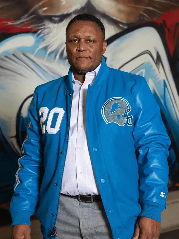 Big Bad Barry Sanders Detroit Lions Blue Varsity Jacket