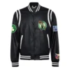 Boston Celtics Vegan Black Varsity Leather Jacket