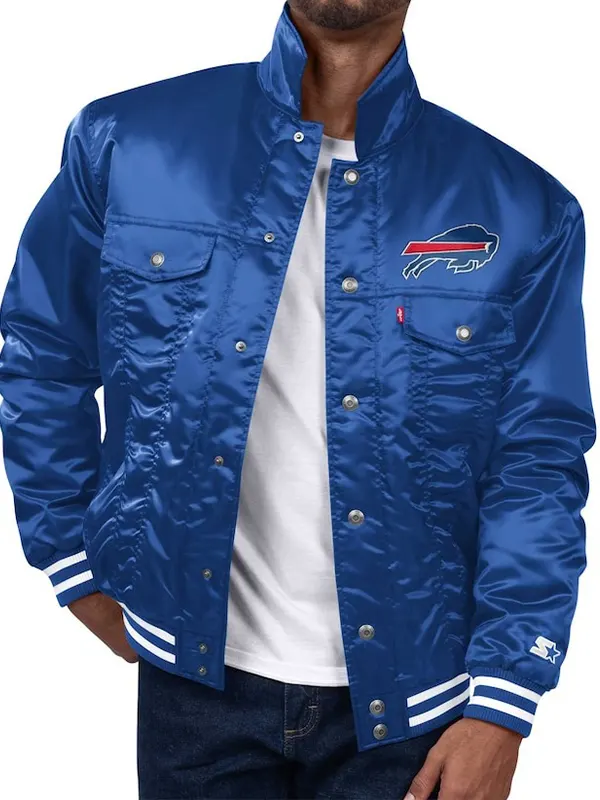 Buffalo Bills Silver Tab Satin Trucker Jacket