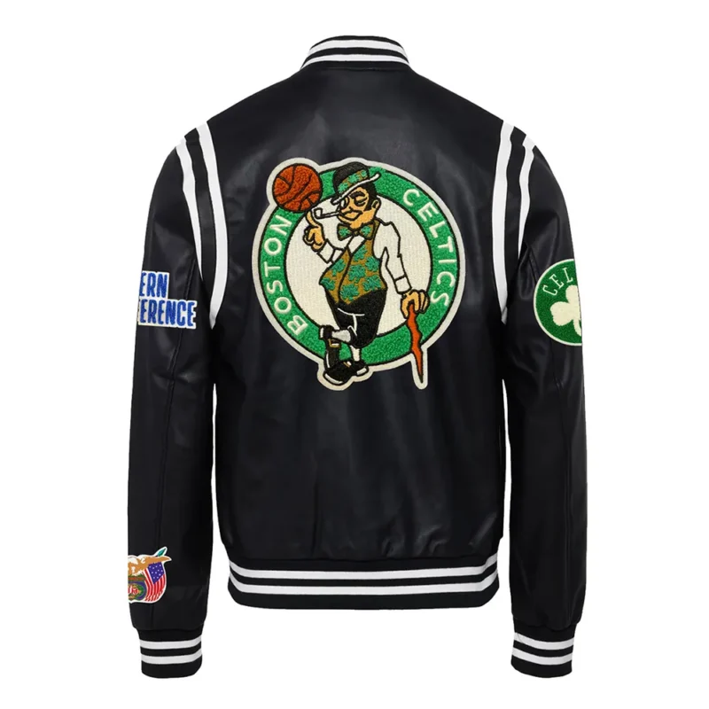 Jeff Hamilton Boston Celtics Vegan Black Varsity Leather Jacket