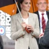 Princess Of  Wales Kate Middleton Blaze Milano Pinstriped Beige Blazer