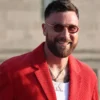 Travis Kelce Super Bowl Ring Ceremony Red Suit