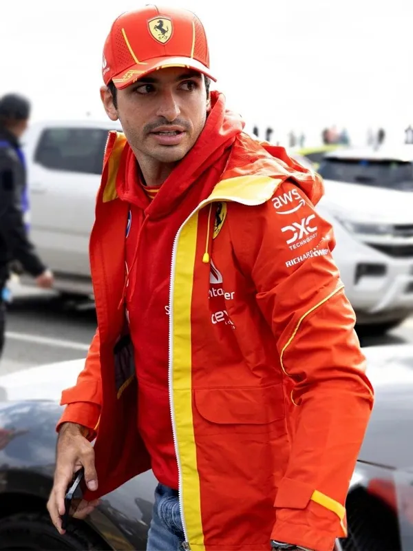 Carlos Sainz 2024 Scuderia Ferrari Red Hooded Jacket