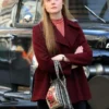 Elle Fanning A Complete Unknown Maroon Pea Coat