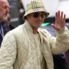 F1 Brad Pitt Beige Quilted Bomber Jacket