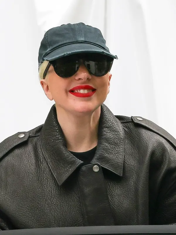 Lady Gaga Paris Olympics 2024 Black Leather Jacket