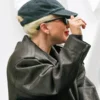 Lady Gaga Paris Olympics 2024 Oversized Black Leather Jacket - Recreation