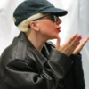 Lady Gaga Paris Olympics Black Leather Jacket