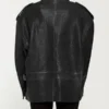 Lady Gaga Paris Olympics Oversized Black Leather Jacket